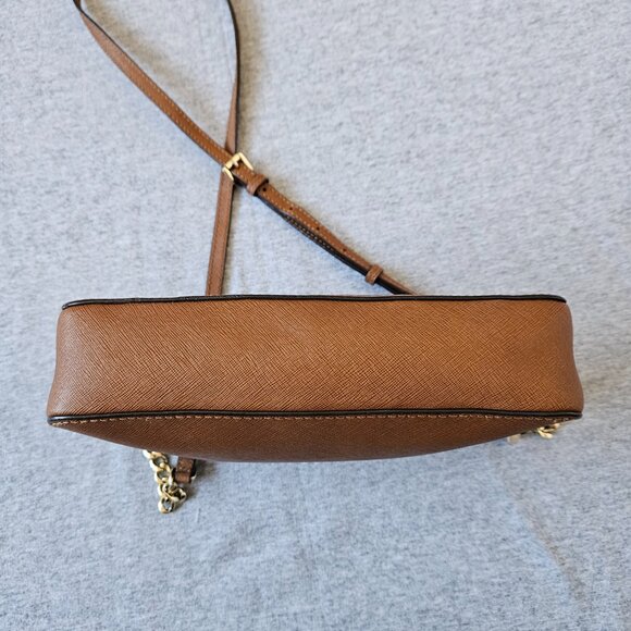 Michael Kors Jet Set Travel Large Crossbody Bag Brown Acorn Saffiano Leather In - Picture 7 of 16